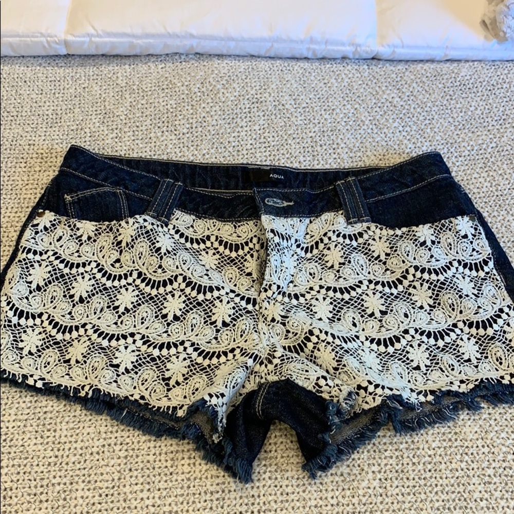 AQUA jean shorts with lace front